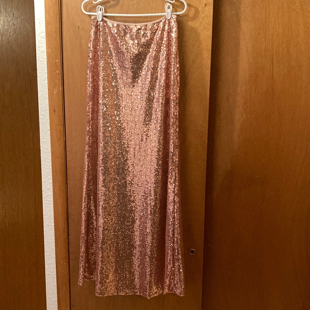 Sparkly Pink/ Rose Gold Love Alana Maxi Skirt
